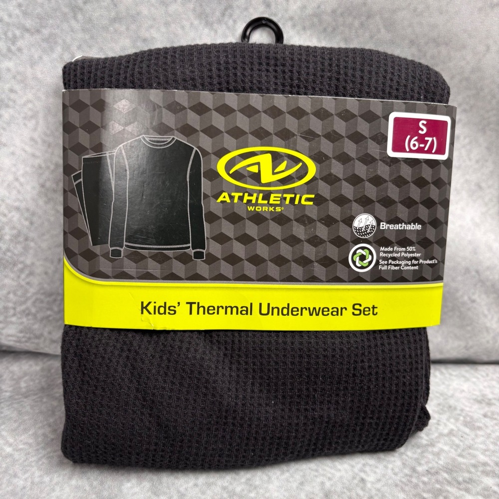 Athletic Works Youth Performance Black Thermal Underwear Set Size‎ Small NWT